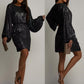 Sequin dress with tie