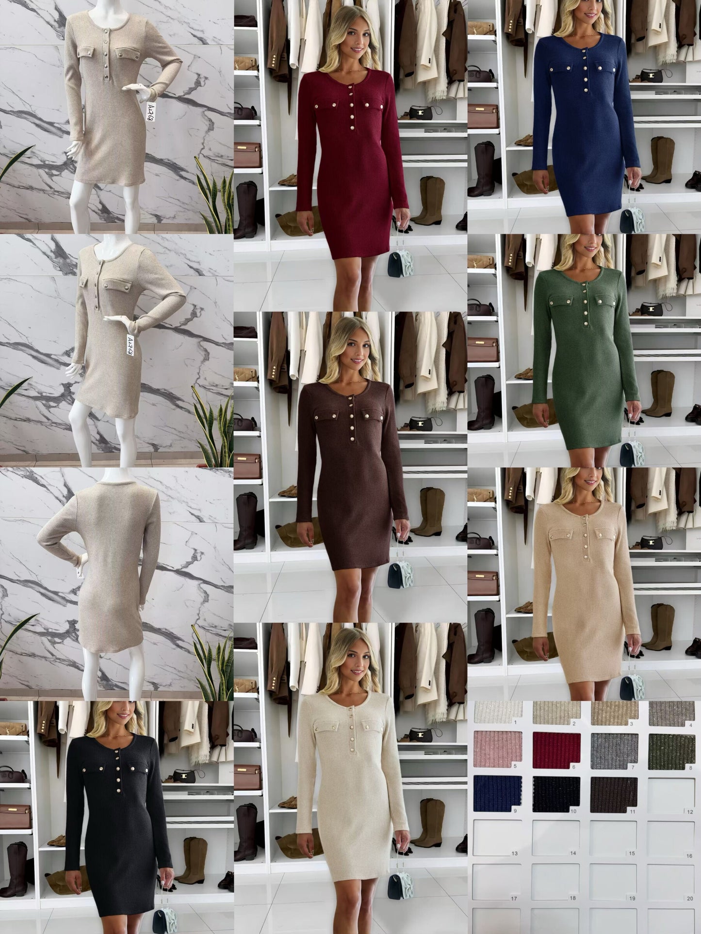 Brilliant dress with golden buttons