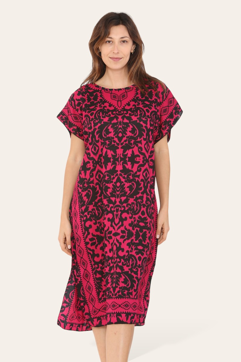 Short Caftan Dress, Ethnic Print, New Collection, Ref-7005