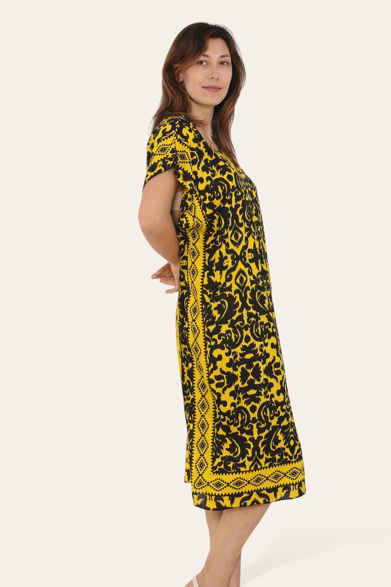 Short Caftan Dress, Ethnic Print, New Collection, Ref-7005