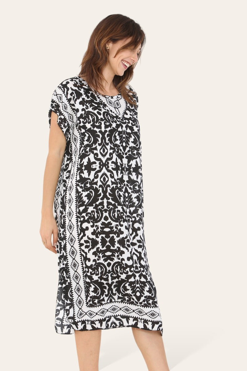Short Caftan Dress, Ethnic Print, New Collection, Ref-7005