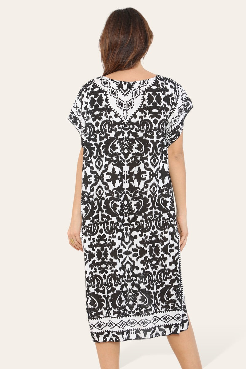Short Caftan Dress, Ethnic Print, New Collection, Ref-7005