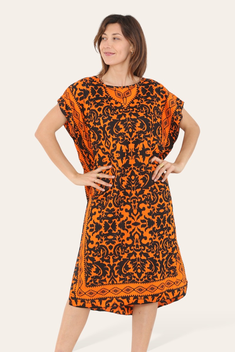 Short Caftan Dress, Ethnic Print, New Collection, Ref-7005