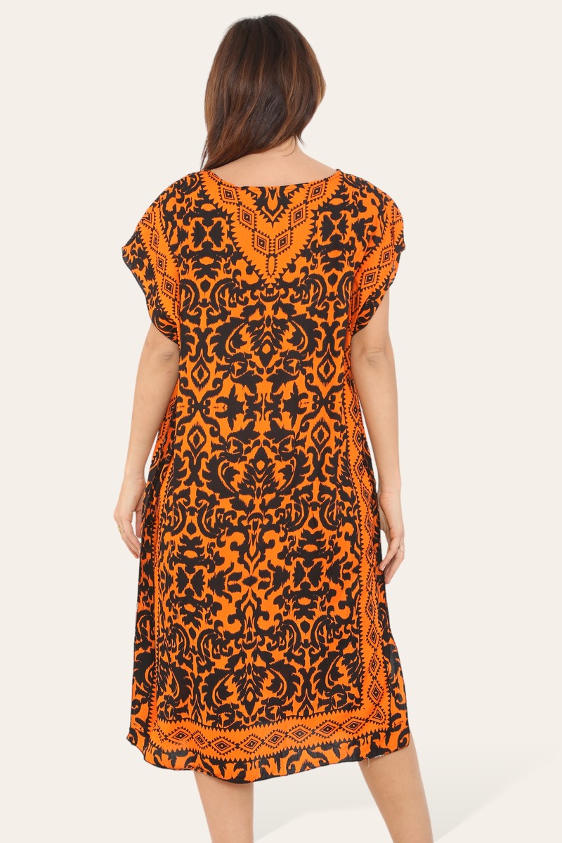 Short Caftan Dress, Ethnic Print, New Collection, Ref-7005
