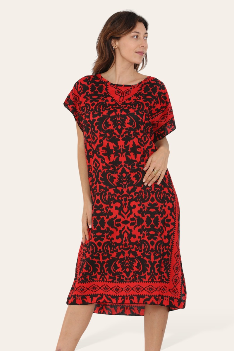 Short Caftan Dress, Ethnic Print, New Collection, Ref-7005