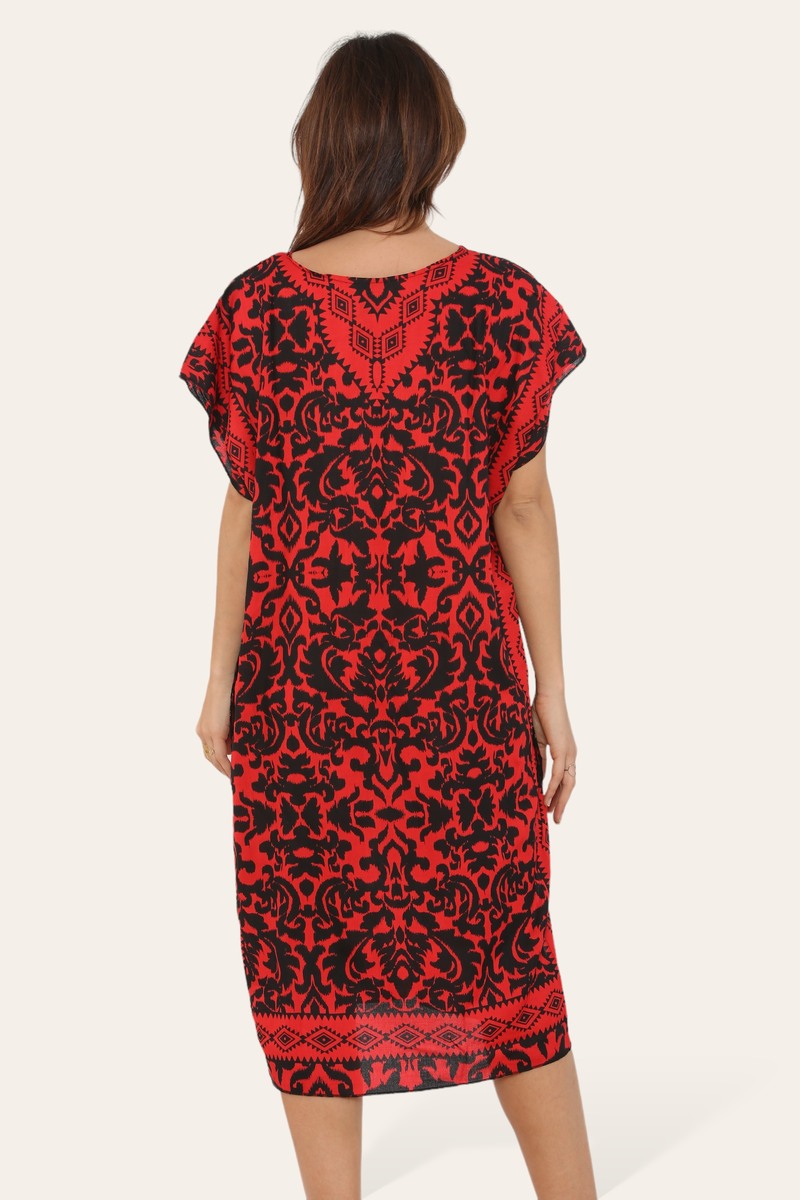Short Caftan Dress, Ethnic Print, New Collection, Ref-7005