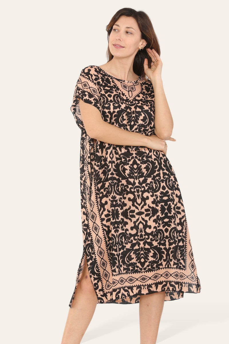 Short Caftan Dress, Ethnic Print, New Collection, Ref-7005