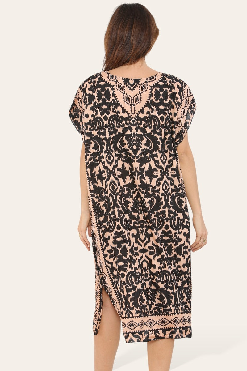 Short Caftan Dress, Ethnic Print, New Collection, Ref-7005