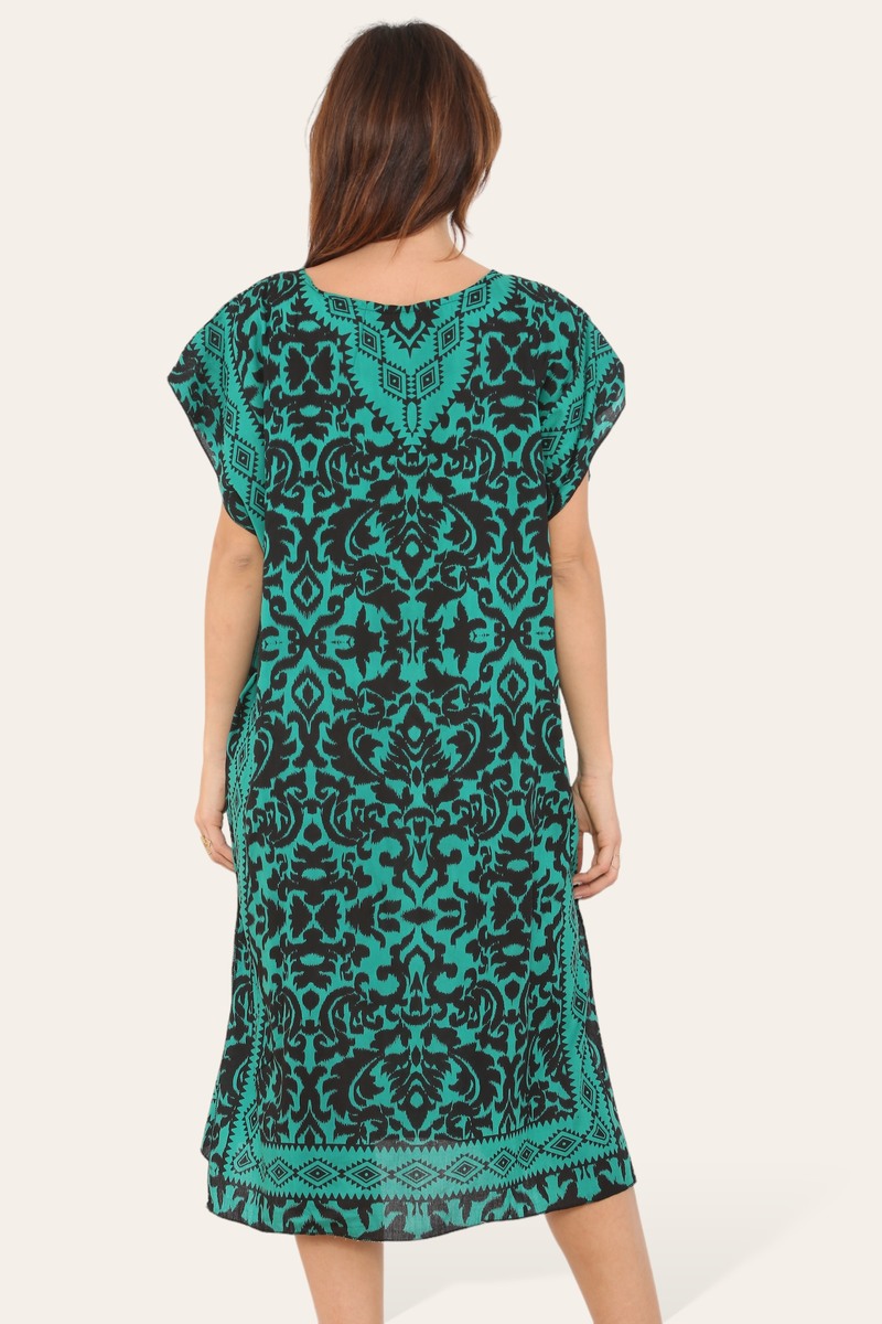 Short Caftan Dress, Ethnic Print, New Collection, Ref-7005