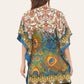 Short caftan dress, peacock feathered reb065s printed pattern