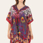 Short caftan dress, peacock feathered reb065s printed pattern