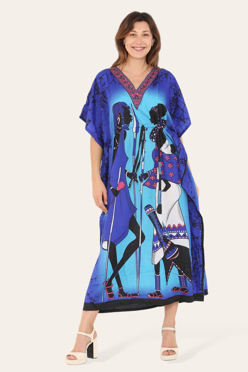Caftan dress, traditional African style print, novelty Ref-9063L