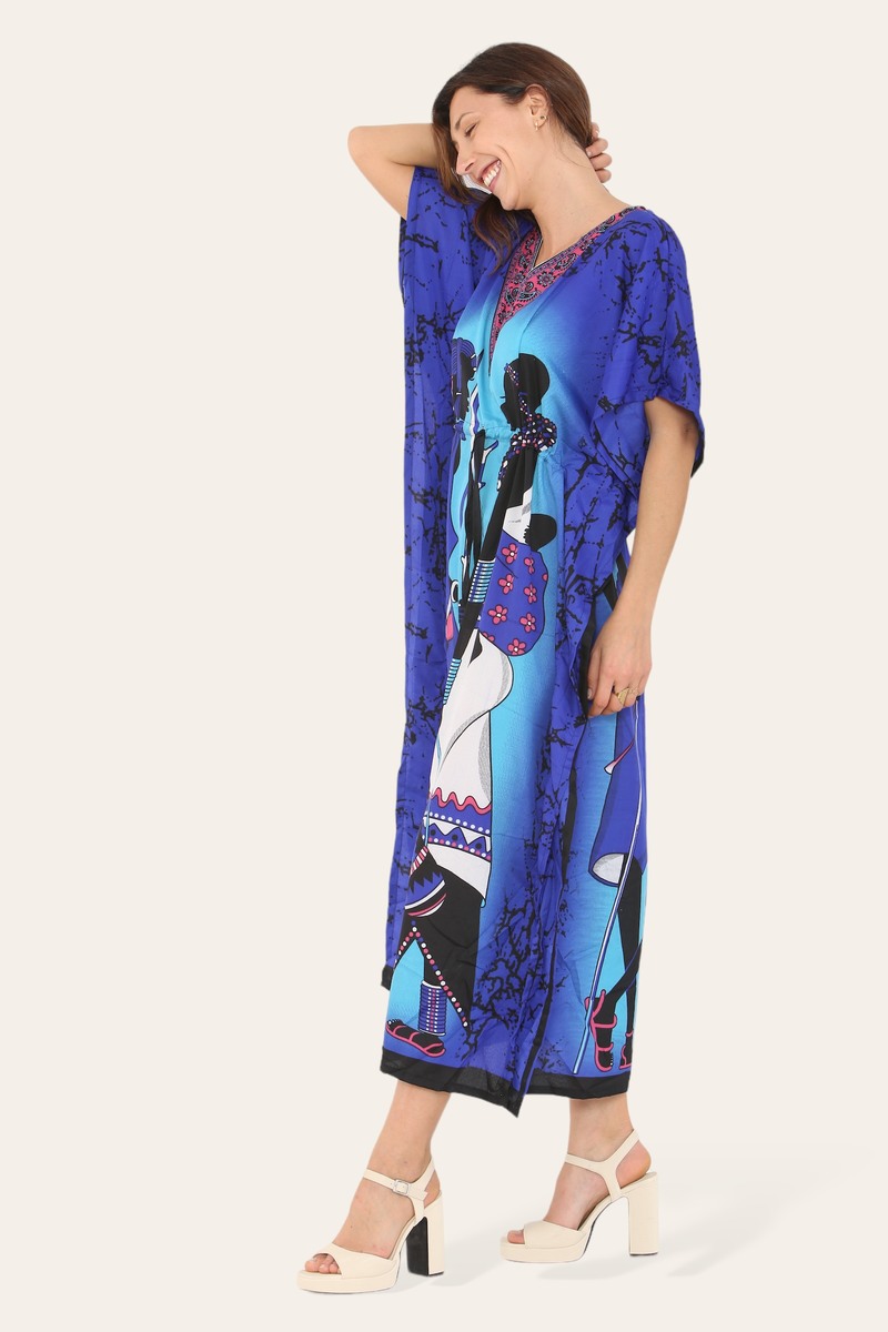 Caftan dress, traditional African style print, novelty Ref-9063L