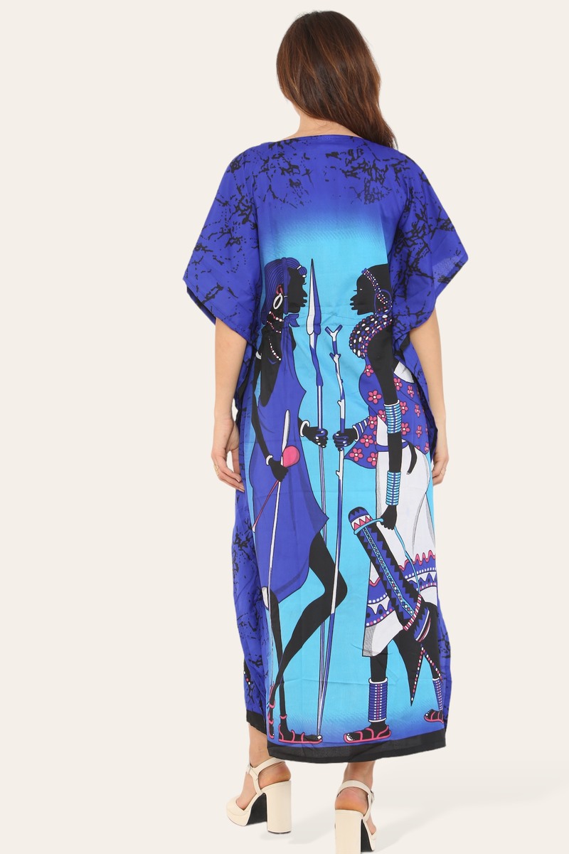 Caftan dress, traditional African style print, novelty Ref-9063L