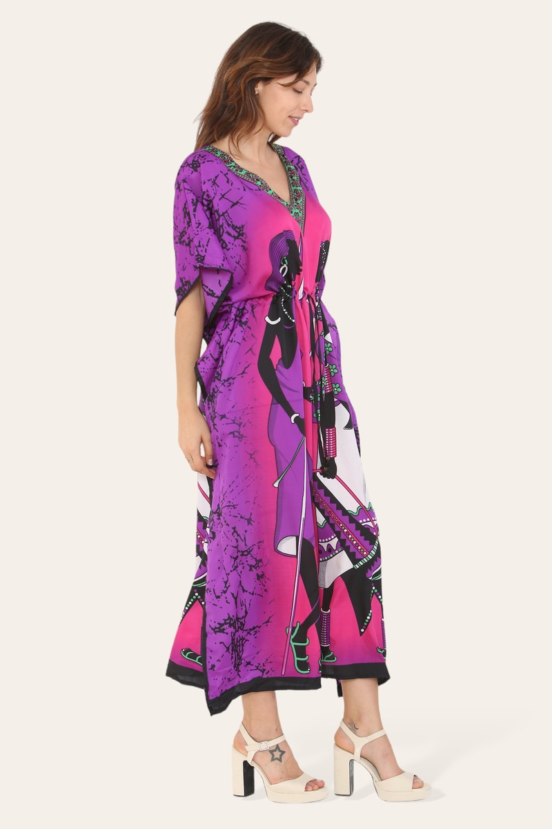 Caftan dress, traditional African style print, novelty Ref-9063L