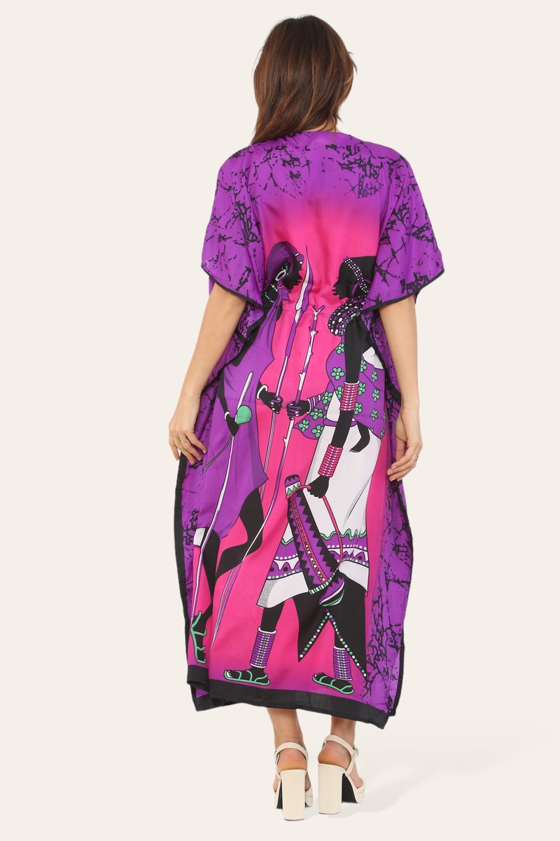 Caftan dress, traditional African style print, novelty Ref-9063L