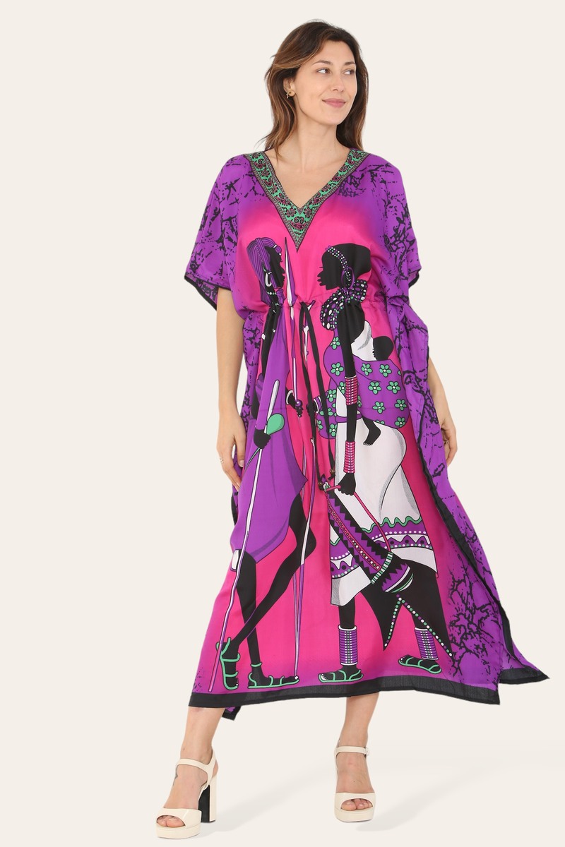 Caftan dress, traditional African style print, novelty Ref-9063L