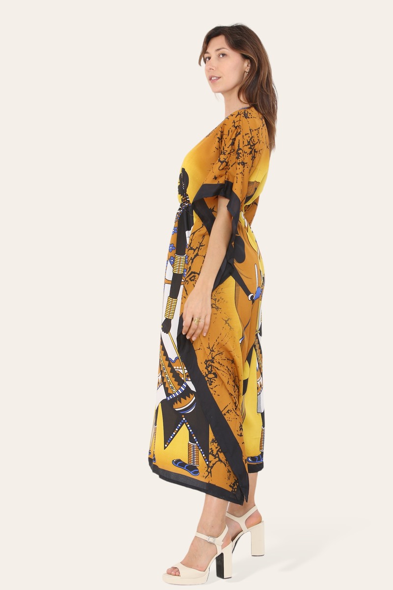 Caftan dress, traditional African style print, novelty Ref-9063L