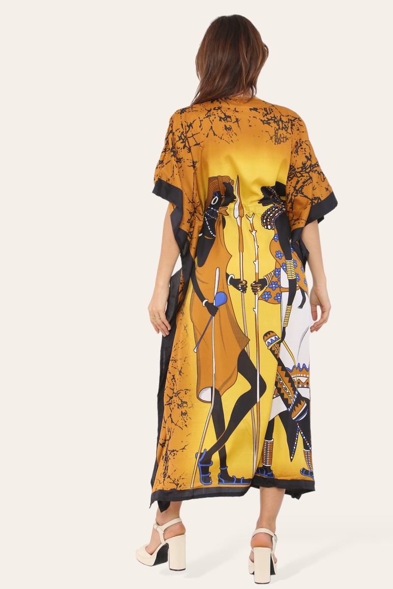 Caftan dress, traditional African style print, novelty Ref-9063L