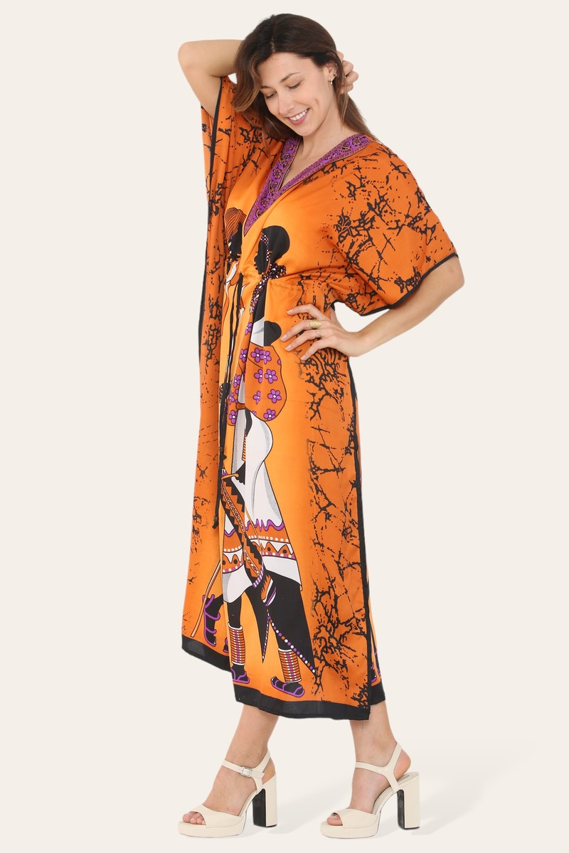 Caftan dress, traditional African style print, novelty Ref-9063L