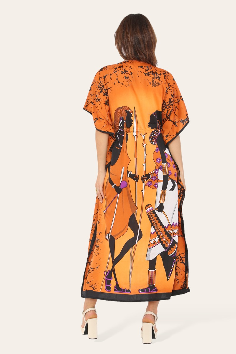 Caftan dress, traditional African style print, novelty Ref-9063L