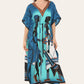 Caftan dress, traditional African style print, novelty Ref-9063L