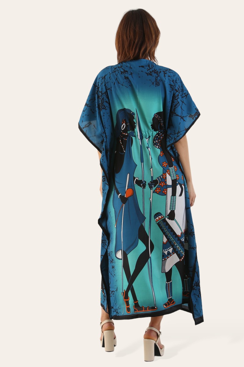 Caftan dress, traditional African style print, novelty Ref-9063L