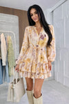 Floral print ruffled shirt dress with viscose lining