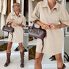 Chic shirt dress - Polo collar & 3/4 sleeves