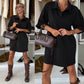 Chic shirt dress - Polo collar & 3/4 sleeves