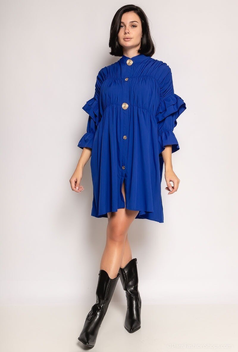 Ruched shirt dress