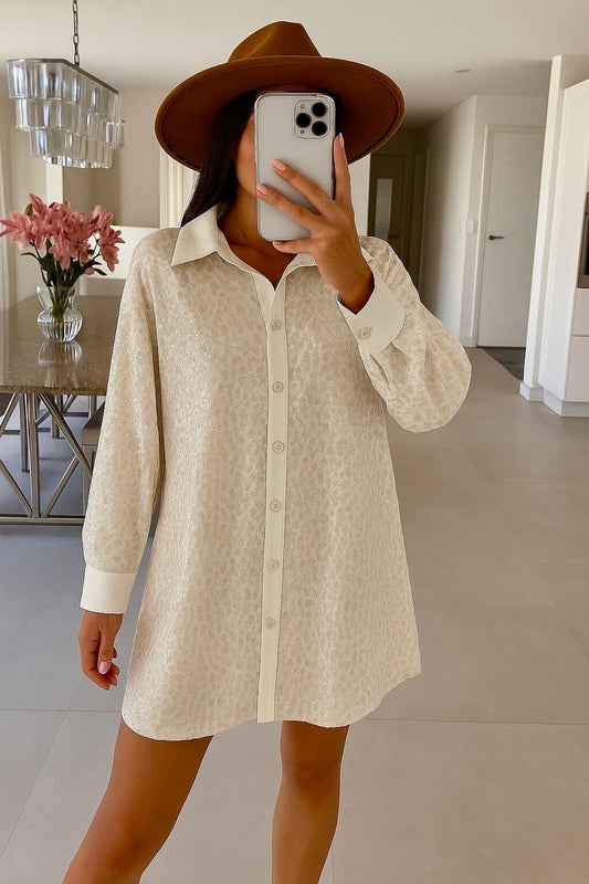 Leopard sequin shirt dress