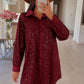 Leopard sequin shirt dress
