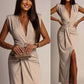 Chic dress - split, V -neck, ring detail