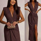 Chic dress - split, V -neck, ring detail