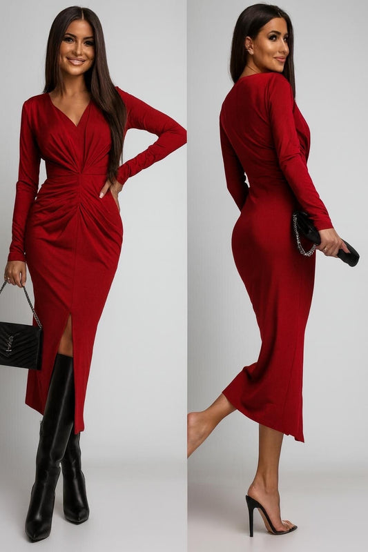Long sleeve v -neck dress