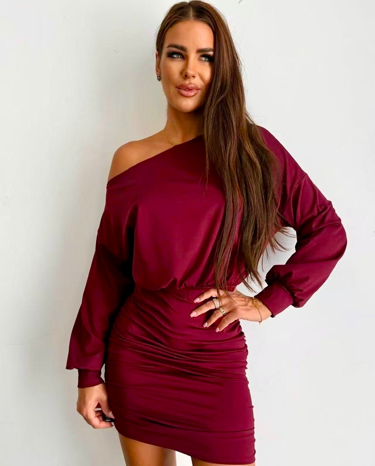 Elastic waist shoulder dress