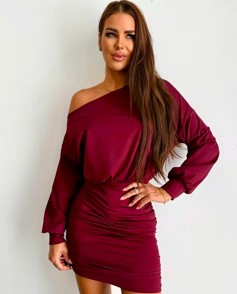 Elastic waist shoulder dress