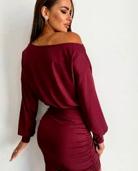 Elastic waist shoulder dress