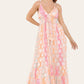 Long dress with straps, silver circle pattern, neat print ref 9113