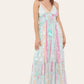 Long dress with straps, silver circle pattern, neat print ref 9113