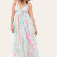 Long dress with straps, silver circle pattern, neat print ref 9113