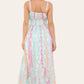 Long dress with straps, silver circle pattern, neat print ref 9113