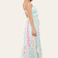 Long dress with straps, silver circle pattern, neat print ref 9113