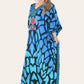 Long dress with V-neck and bold abstract print Ref-7030-L