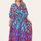 Long dress with V-neck and bold abstract print Ref-7030-L