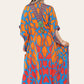 Long dress with V-neck and bold abstract print Ref-7030-L