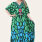 Long dress with V-neck and bold abstract print Ref-7030-L