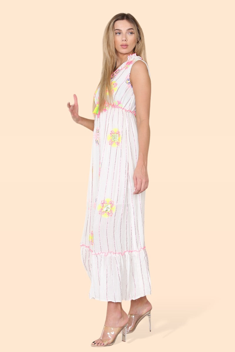 Women's long sleeveless dress (ref 6166) with a neckline.