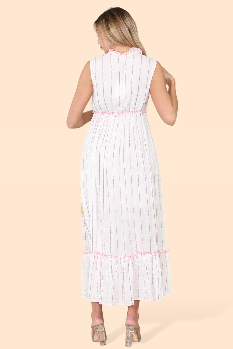 Women's long sleeveless dress (ref 6166) with a neckline.